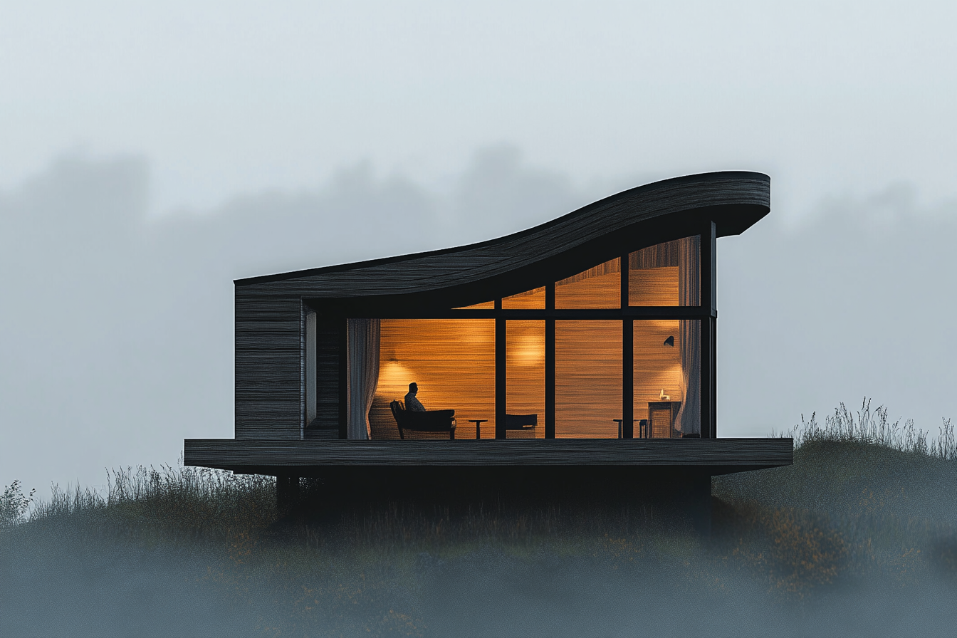 curved roof lvl prefab cabin