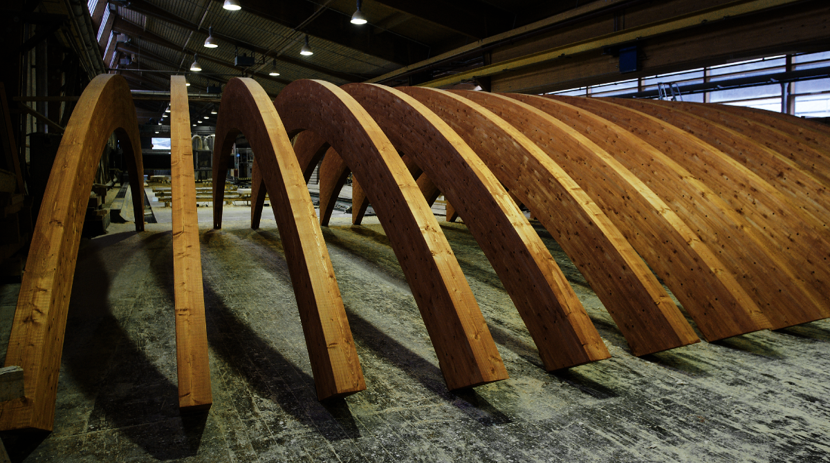 curved long span glulam beam